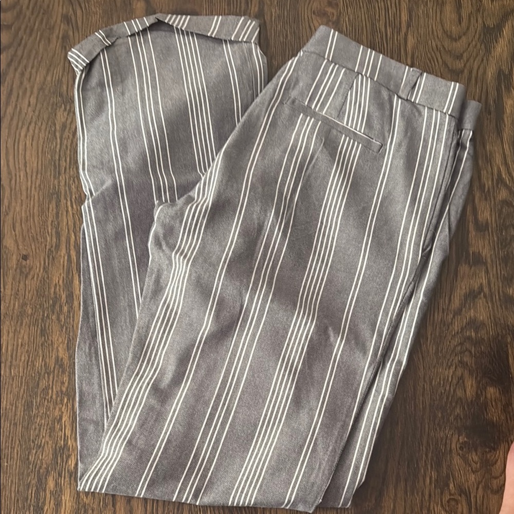 Banana Republic Gray and White Striped Trousers